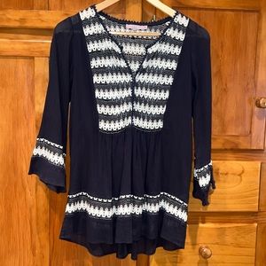 Calypso St. Barth Navy Blue Cotton Top XS